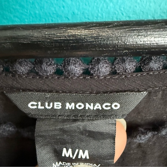 Club Monaco Black Ruffled Bell Sleeve Mini Dress 100% cotton - Picture 5 of 12